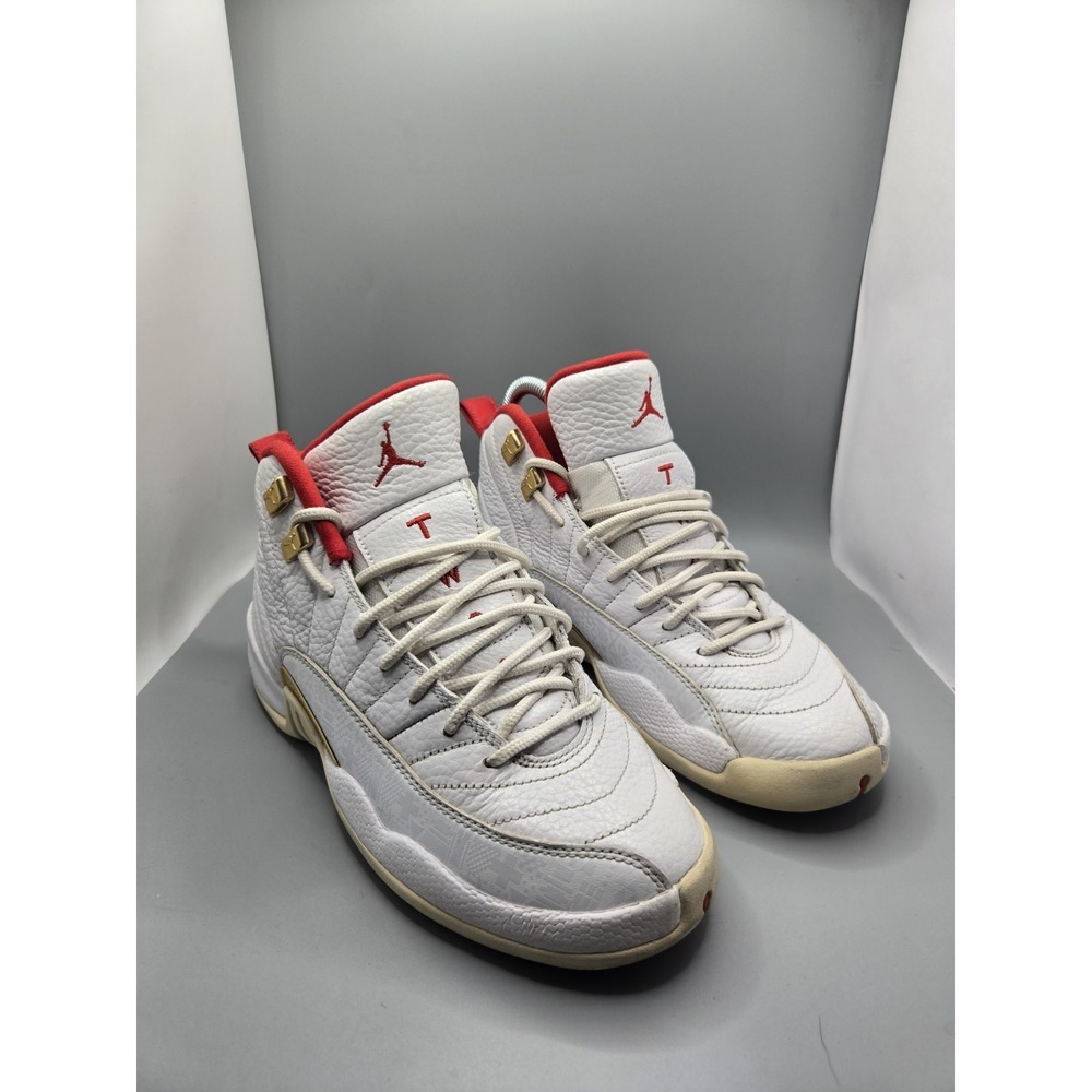 Nike Air Jordan 12 Retro GS FIBA White University Red Gold 153265-107 Size 6Y
